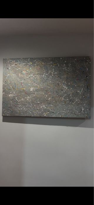 Cuadro abstracto gris multicolor