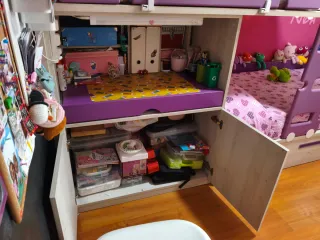 REBAJADA! Cama tren infantil morada (3 camas)