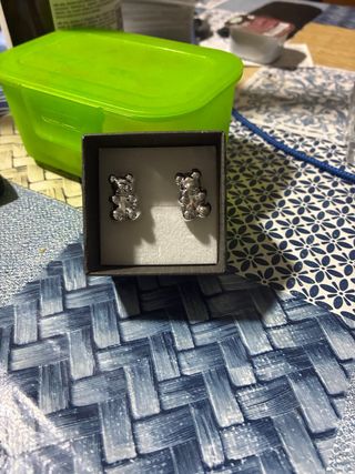 Pendientes Oso Plata