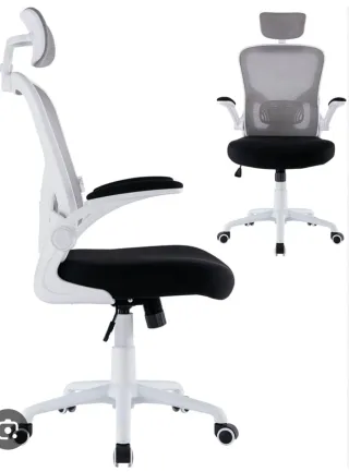 Silla de oficina ergonómica negra y blanca