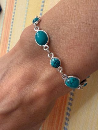 Pulsera Plata 1ª Ley Turquesas Sin Estrenar