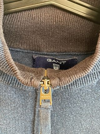 Jersey Gant Media Cremallera Rayas Azul Talla L