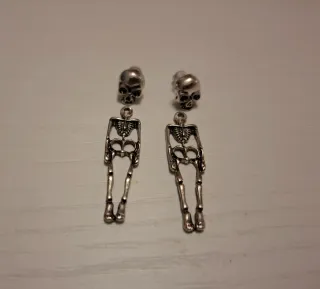 Pendientes Calavera y Esqueleto Plateado