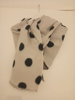 Pañuelo foulard beige y gris