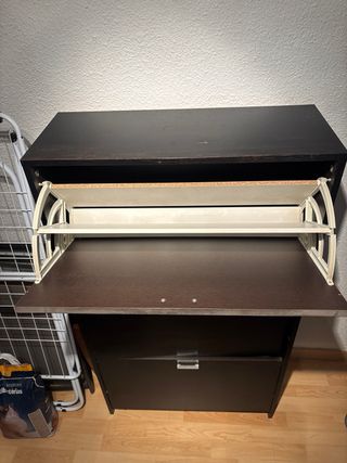 Zapatero Ikea Negro/Marrón Madera