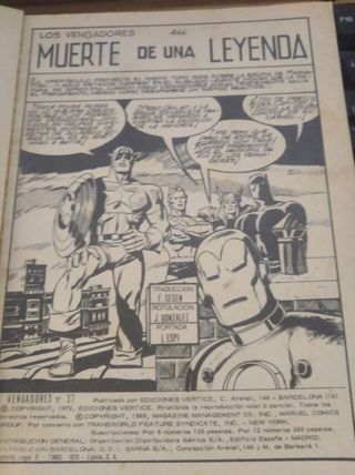 LOS VENGADORES , de 1975 . N 37 Marvel