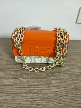 Bolso Tous Naranja y Beige Cadena Dorada