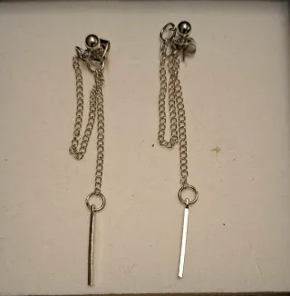 Pendientes largos con cadena y barra
