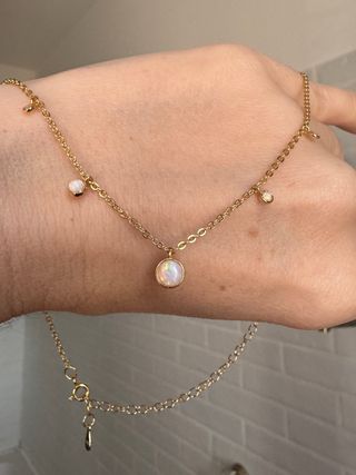 Collana argento 925 placcato oro con opali