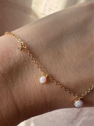 Collana argento 925 placcato oro con opali