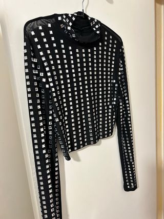 Top Transparente con Brillos Talla S