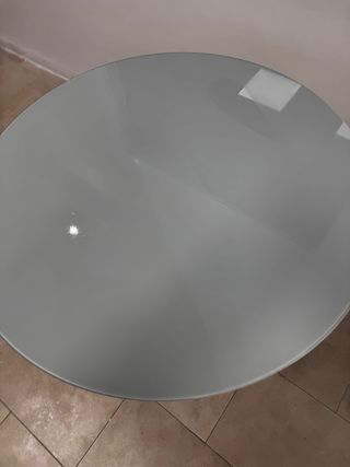 Mesa redonda cristal y madera