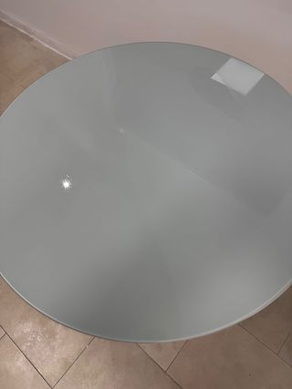 Mesa redonda cristal y madera