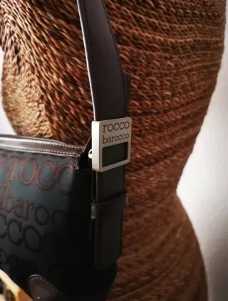 Bolso de hombro RoccoBarocco negro y marrón