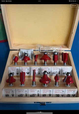 Set 12 punte fresa 6,35 mm