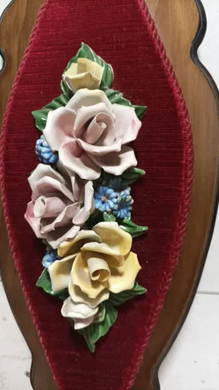 Quadro vintage rose in ceramica