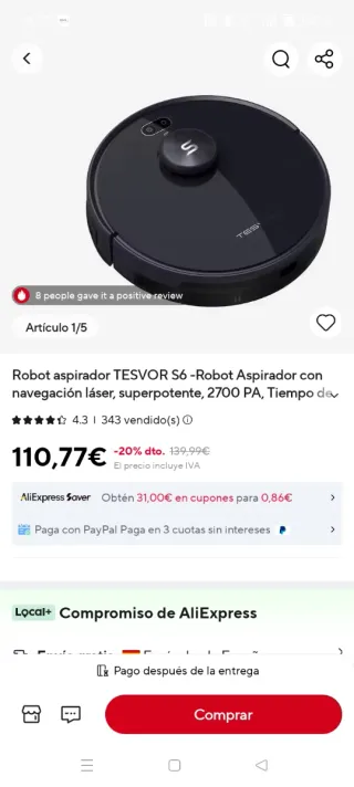 Robot Aspirador Tesvor S6 (completamente nuevo)