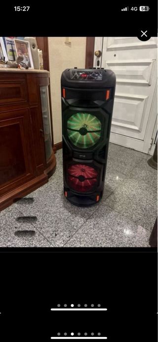 Coluna Bluetooth Karaoke Preta e Azul