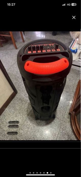 Coluna Bluetooth Karaoke Preta e Azul