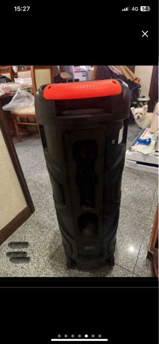 Coluna Bluetooth Karaoke Preta e Azul