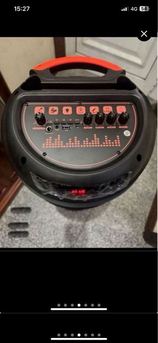 Coluna Bluetooth Karaoke Preta e Azul