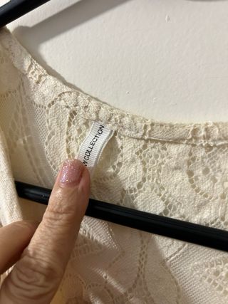 Vestido largo encaje beige talla S