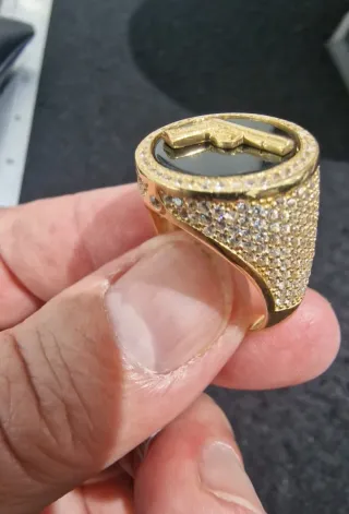 Anillo Oro 18kt Sello Pistola Negro