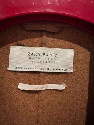 Abrigo recto Zara Basic camel talla M