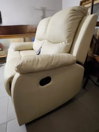 Sillón polipiel beige 2 plazas