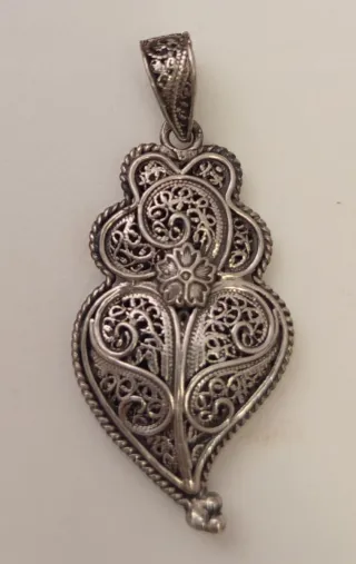Dije colgante Corazón de Viana Filigrana Plata 4cm