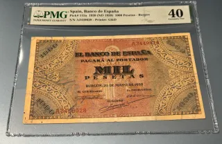 Billete 1000 Pesetas España 1938 Burgos