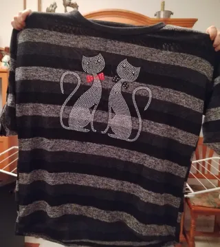 Jersey rayas gatitos brillantes, Talla única