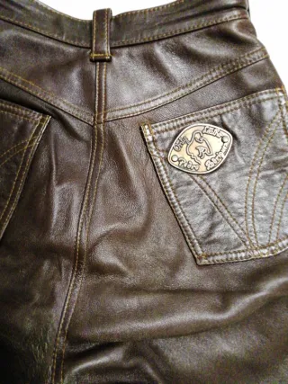 Pantalón de piel auténtica marrón