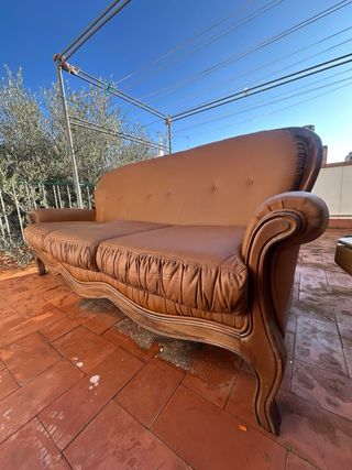 Sofá de Piel Vintage Madera Maciza