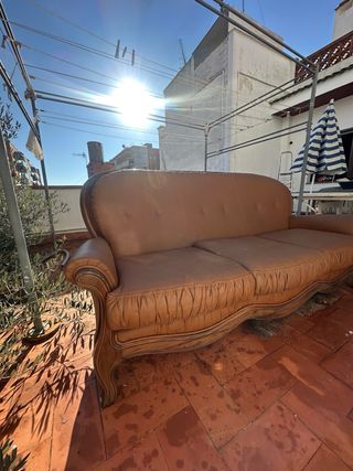 Sofá de Piel Vintage Madera Maciza