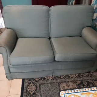 N. 2 divani tessuto damascato blu petrolio