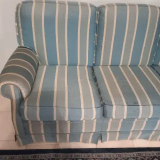 N. 2 divani tessuto damascato blu petrolio