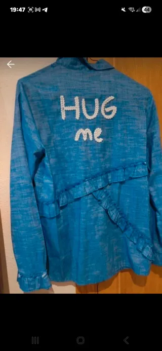 Camisa Mango Azul con Volantes