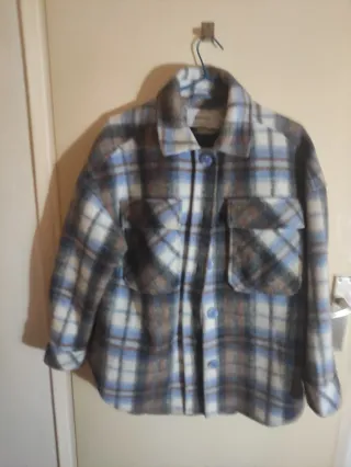 Chaquetón cuadros unisex azul y marrón