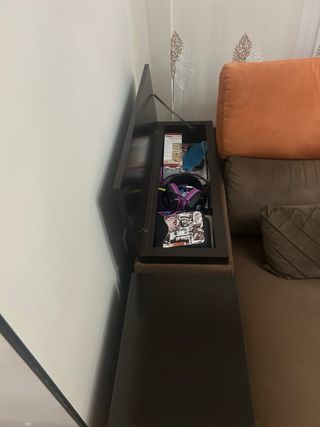 Sofá chaise longue marrón y naranja