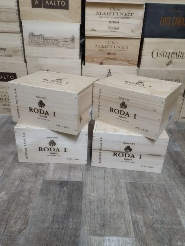 Pack 4 cajas de vino de madera con tapa corredera