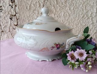 Zuppiera Wawel in porcellana con decori floreali l