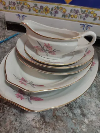 Vajilla de porcelana floral 40 platos