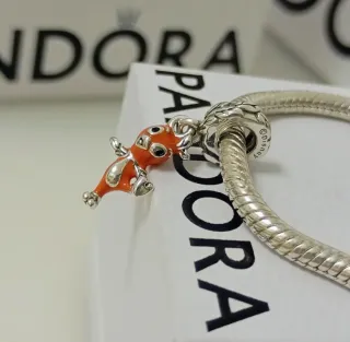 Pandora Charm Naranja y Plateado