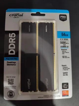 64GB DDR5 Crucial Pro 5600MT/s RAM Kit