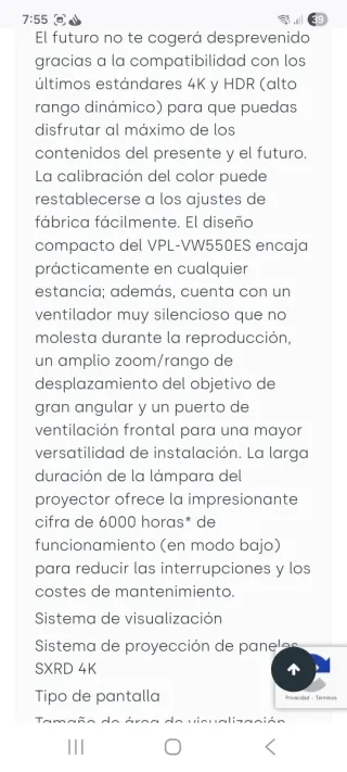 Proyector Sony VPL-VW550ES 4K