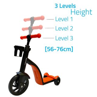 BIWOND Patinete 3 en 1 TriScooter (Modo Andador, Modo Triciclo, Modo Patinete, Ruedas Seguras, Manillar ustable Antideslizante, Pedales Desmontables) – naranja