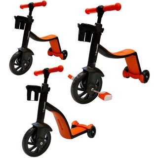 BIWOND Patinete 3 en 1 TriScooter (Modo Andador, Modo Triciclo, Modo Patinete, Ruedas Seguras, Manillar ustable Antideslizante, Pedales Desmontables) – naranja