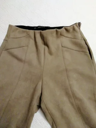 Pantalón Ante Zara Beige Talla S