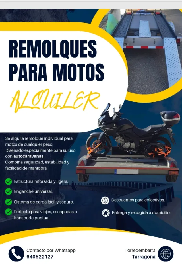 ALQUILER REMOLQUE MOTO ESPECIAL AUTOCARAVANA